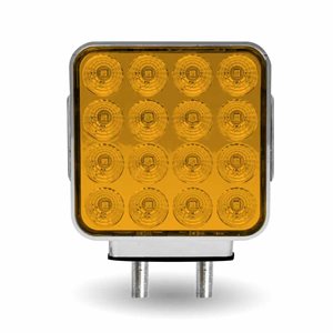 Feu de Position et de Direction à LED carré, Réflecteur Double Face, Orange / Rouge – Double Poteau | 38 diodes | Lentille Orange / Rouge