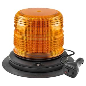 Class 1 Beacon Medium Profile Vacuum Magnet Mount LED Warning Light – Dual Switch Cigarette Plug | 36 Flash Patterns